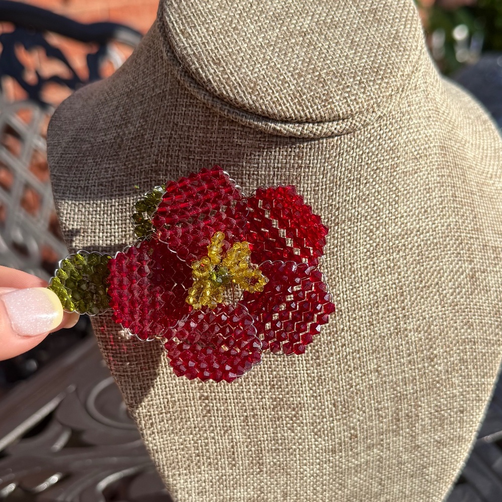 Mindy Lam Magenta Flower Brooch